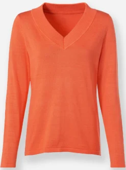 V-Ausschnitt-Pullover aus reiner Baumwolle
