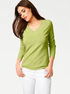 V-Ausschnitt-Pullover aus reiner Baumwolle