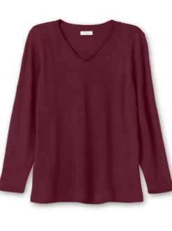 V-Ausschnitt-Pullover in flauschiger Qualität