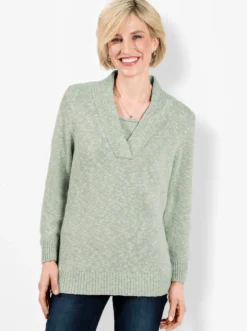 V-Ausschnitt-Pullover in 2-in-1-Optik