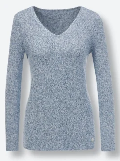 V-Ausschnitt-Pullover in Melange-Qualität