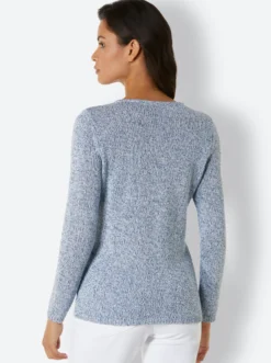 V-Ausschnitt-Pullover in Melange-Qualität