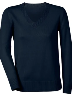 V-Ausschnitt-Pullover mit Baumwolle