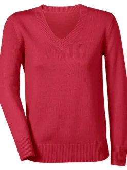 V-Ausschnitt-Pullover mit Baumwolle