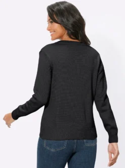V-Ausschnitt-Pullover mit Baumwolle