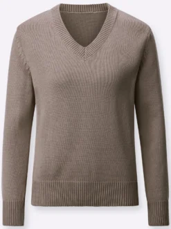 V-Ausschnitt-Pullover mit Baumwolle