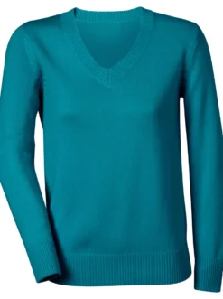 V-Ausschnitt-Pullover mit Baumwolle