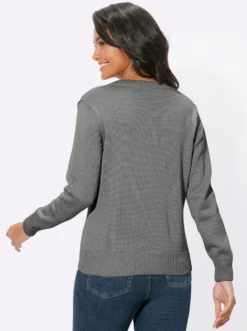 V-Ausschnitt-Pullover mit Baumwolle