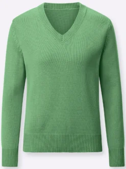 V-Ausschnitt-Pullover mit Baumwolle