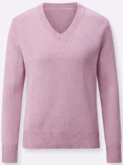 V-Ausschnitt-Pullover mit Baumwolle