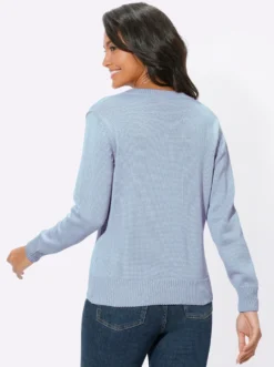 V-Ausschnitt-Pullover mit Baumwolle