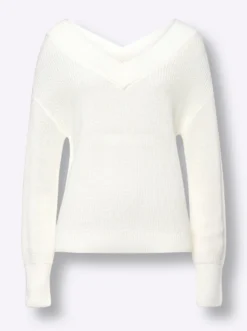 V-Ausschnitt-Pullover mit überschnittener Schulter
