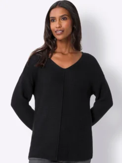V-Ausschnitt-Pullover mit überschnittener Schulter