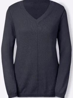 V-Ausschnitt-Pullover mit Biesen vorne