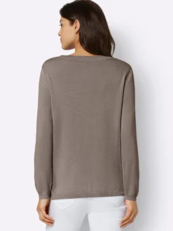 V-Ausschnitt-Pullover mit Biesen vorne