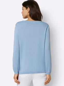 V-Ausschnitt-Pullover mit Biesen vorne