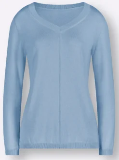 V-Ausschnitt-Pullover mit Biesen vorne