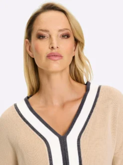 V-Ausschnitt-Pullover Mit Glitzereffekten