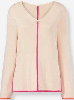 V-Ausschnitt-Pullover mit Streifen