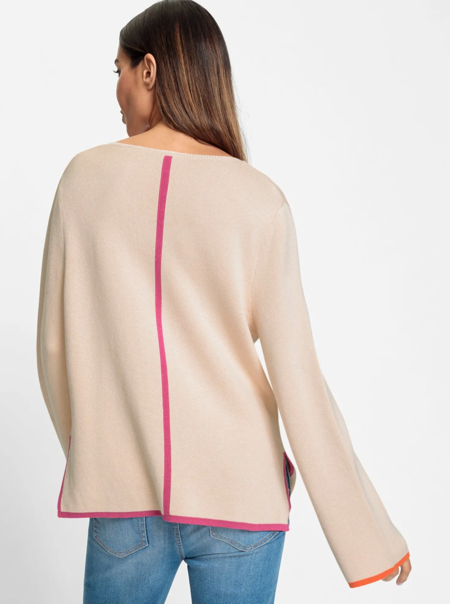 V-Ausschnitt-Pullover mit Streifen