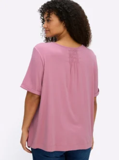 V-Shirt in A-Linie, mit Glitzerdruck
