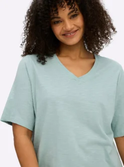 V-Shirt in Flammgarn-Optik