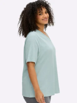 V-Shirt in Flammgarn-Optik