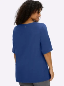 V-Shirt mit Ajourband an Ausschnitt und Ärmeln