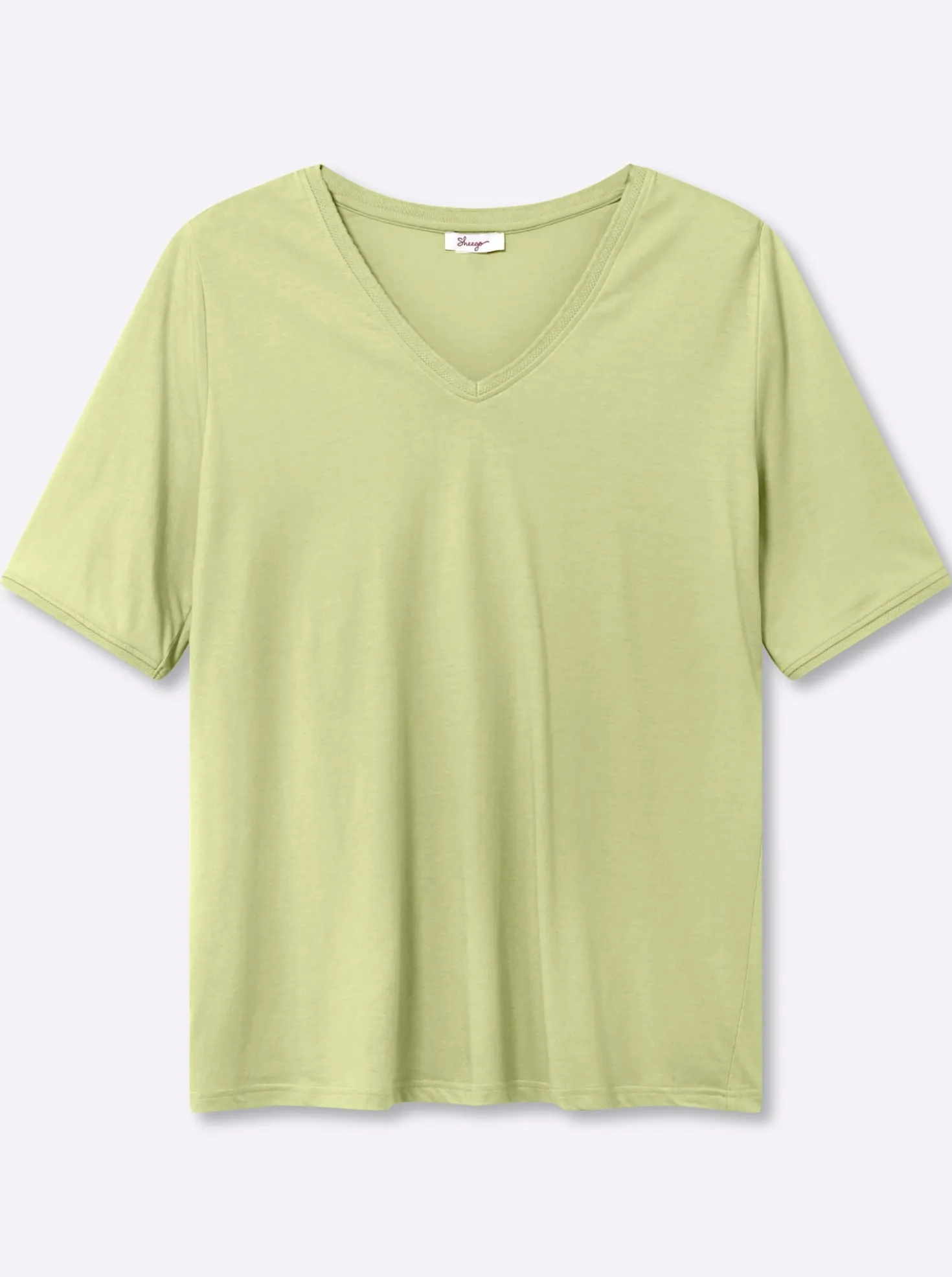 V-Shirt mit Ajourband an Ausschnitt und Ärmeln