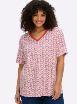V-Shirt mit Alloverdruck