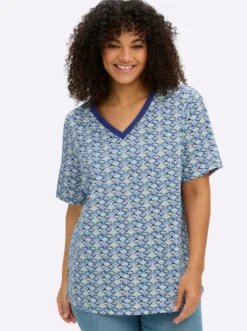 V-Shirt mit Alloverdruck