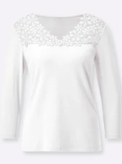 V-Shirt mit Blütenspitze