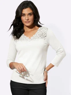 V-Shirt mit Blütenspitze