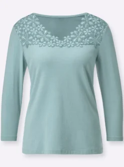 V-Shirt mit Blütenspitze