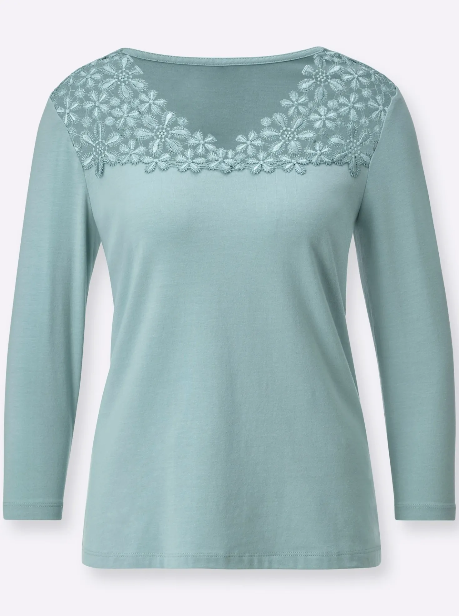V-Shirt mit Blütenspitze