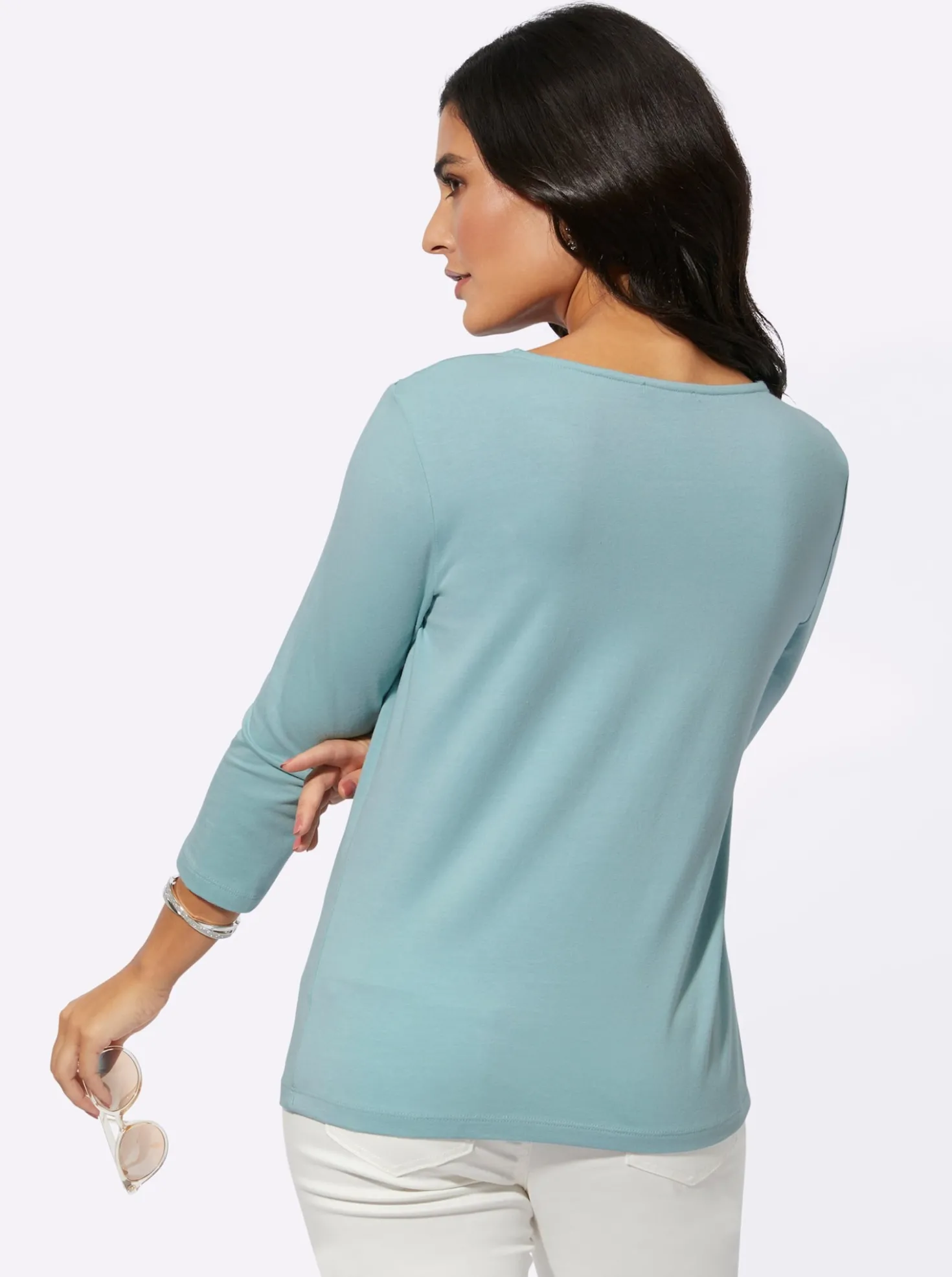 V-Shirt mit Blütenspitze