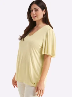 V-Shirt mit Flügelärmeln und Bindeband im Nacken