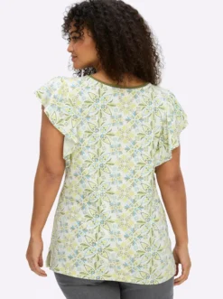 V-Shirt mit Flügelärmeln und Blumenprint