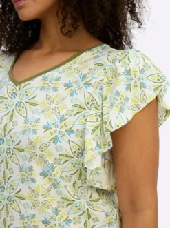V-Shirt mit Flügelärmeln und Blumenprint