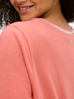 V-Shirt mit Glitzergarn-Streifen