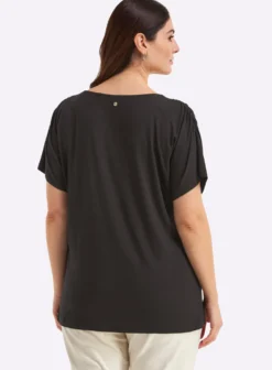V-Shirt mit Raffungen an der Schulternaht
