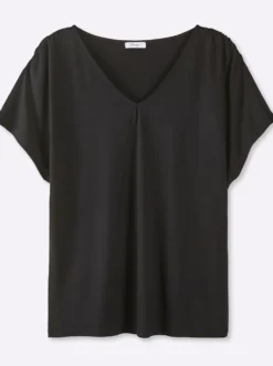V-Shirt mit Raffungen an der Schulternaht