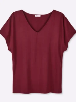 V-Shirt mit Raffungen an der Schulternaht