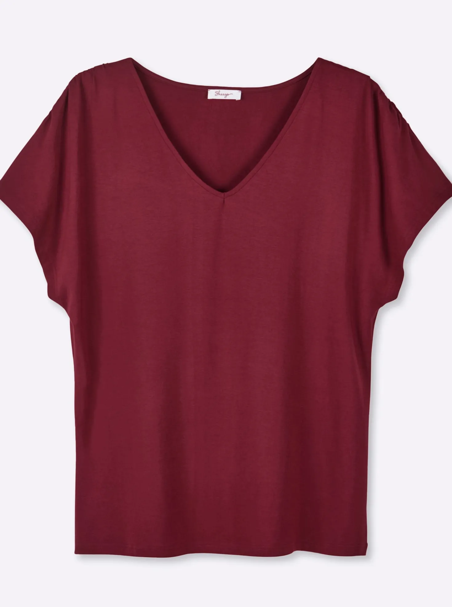 V-Shirt mit Raffungen an der Schulternaht