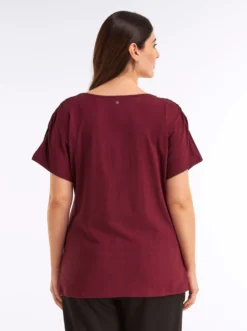 V-Shirt mit Raffungen an der Schulternaht