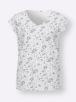 V-Shirt mit Schmetterling-Muster