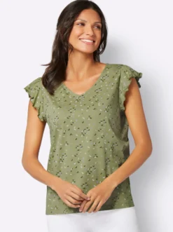 V-Shirt mit Schmetterling-Muster