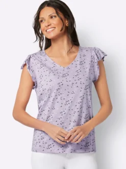 V-Shirt mit Schmetterling-Muster