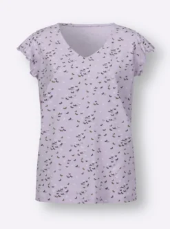 V-Shirt mit Schmetterling-Muster