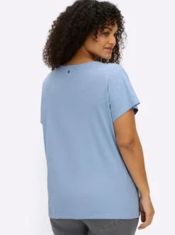 V-Shirt mit Spitze am Ausschnitt